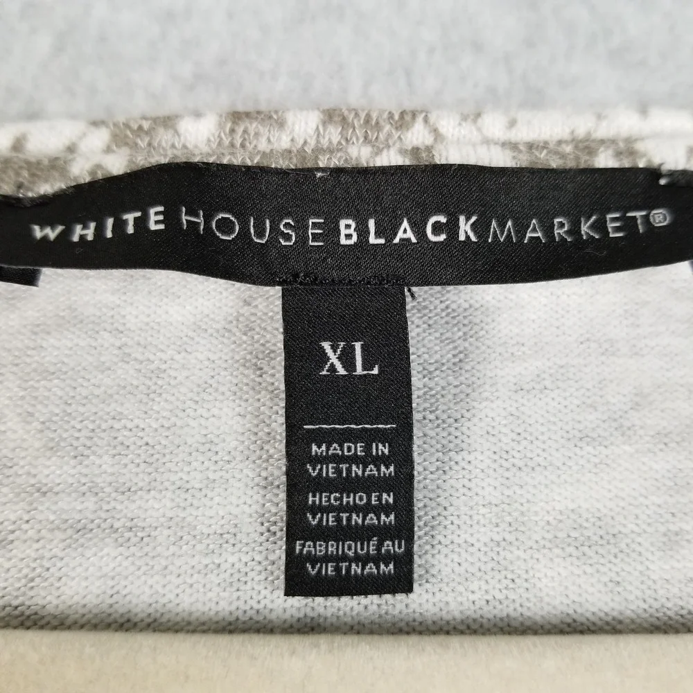 White House Black Market Sweater Womens XL Grey Snake Print V-Neck Dolman Sleeve